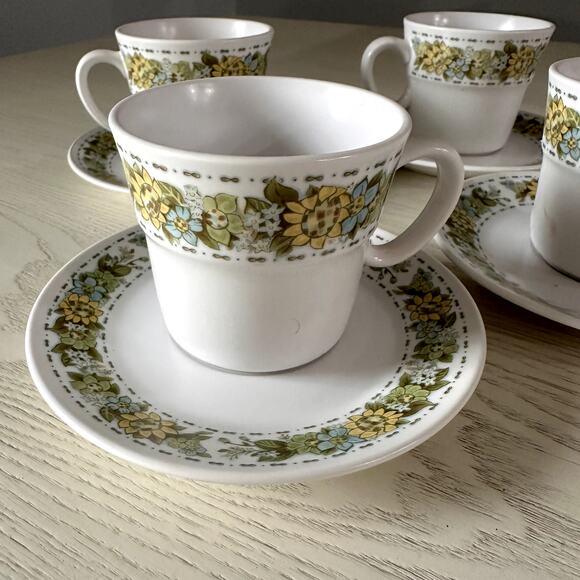 Noritake China Tea Coffee Cups Saucer Japan Springfield 9026 Set of 4 - Picture 2 of 4